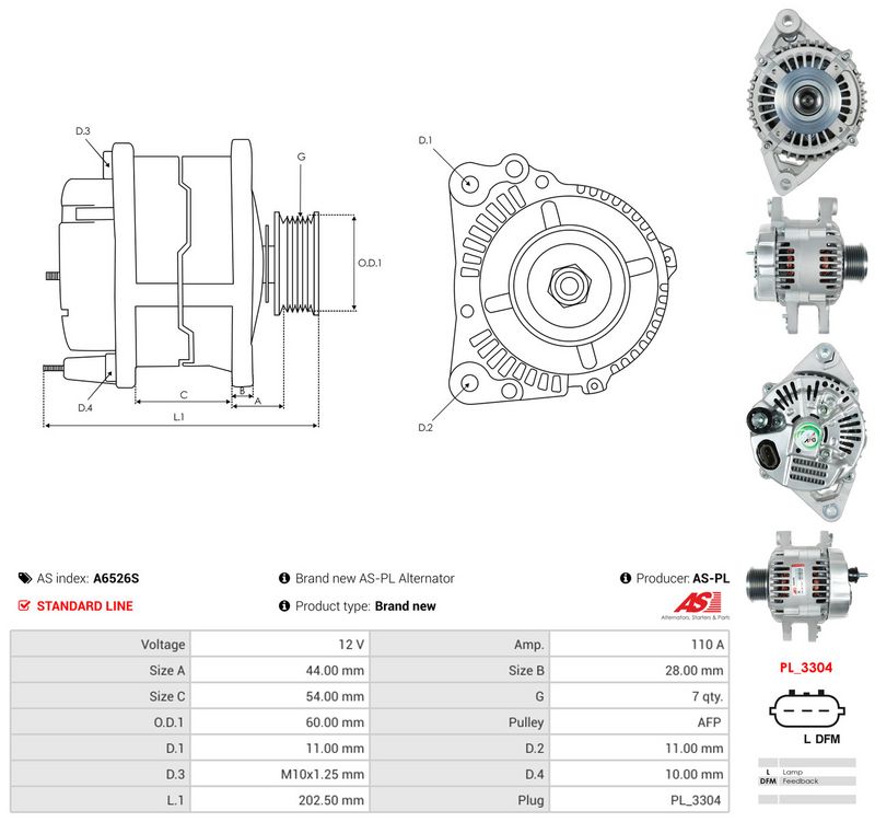 Generaator, AS-PL A6526S