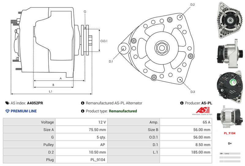 AS-PL A4052PR Alternator