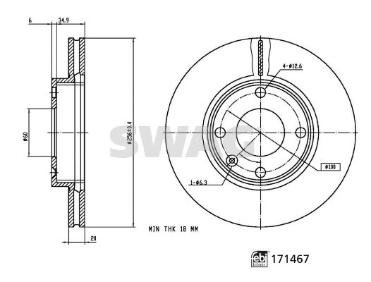 SWAG 33 10 0914 Brake Disc