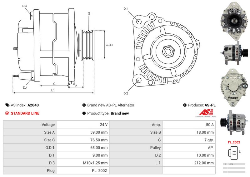 AS-PL A2040 Alternator