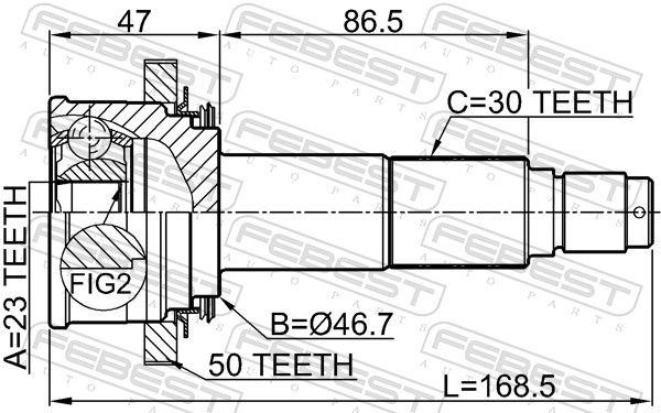 FEBEST 0310-HRV4WDA50 Joint Kit, drive shaft
