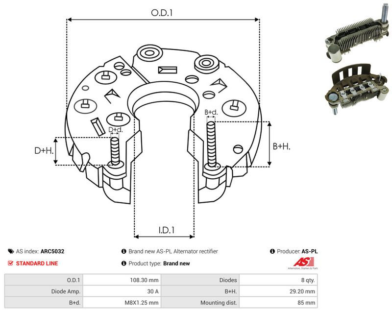 AS-PL ARC5032 Rectifier, alternator