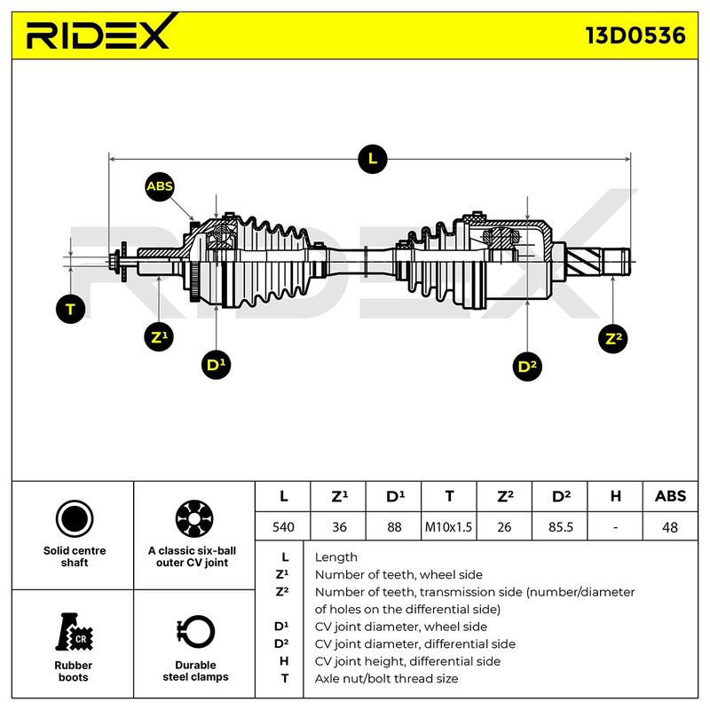 полуоска RIDEX