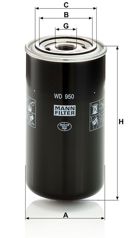 Filter, tööhüdraulika, MANN-FILTER WD 950