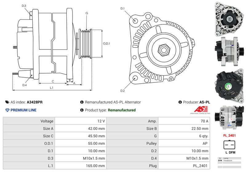 AS-PL A3428PR Alternator