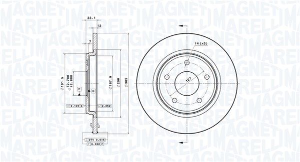 Гальмівний диск, Magneti Marelli 360406115001