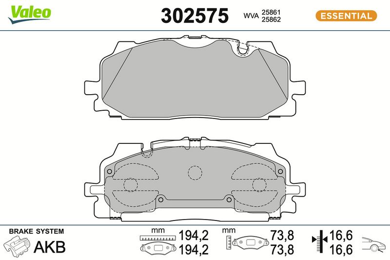 VALEO 302575 - Brake Pad Set, disc brake