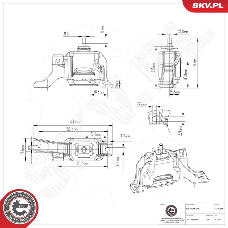 ESEN SKV 75SKV156 Mounting, engine