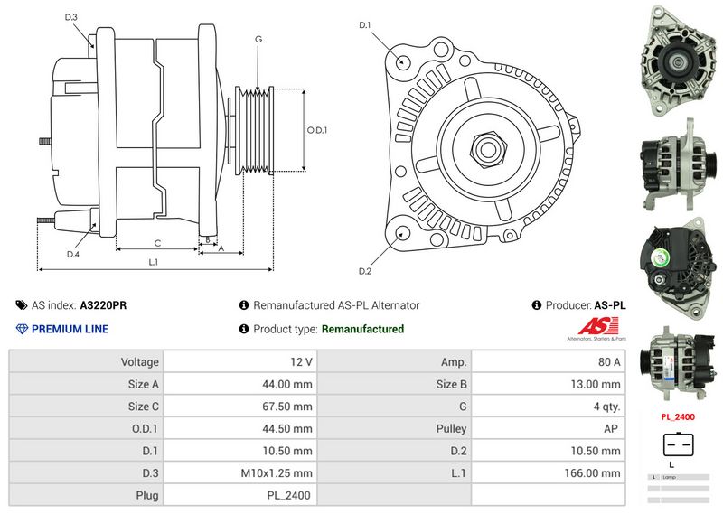 AS-PL A3220PR Alternator