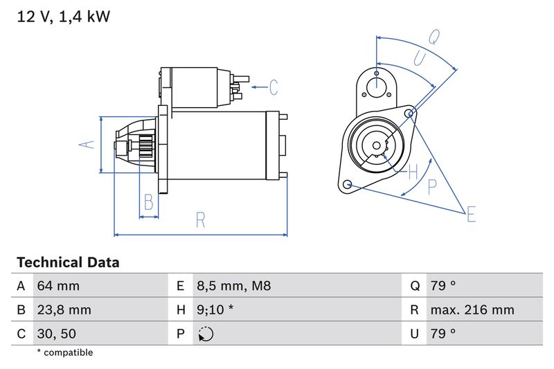 BOSCH önindító 0 986 022 730