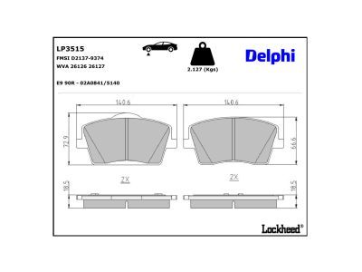 DELPHI LP3515 Brake Pad Set, disc brake