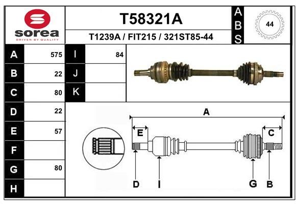 EAI hajtótengely T58321A