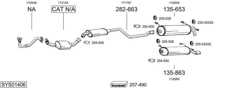 BOSAL kipufogórendszer SYS01406