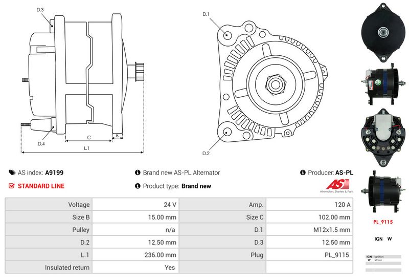 AS-PL A9199 Alternator