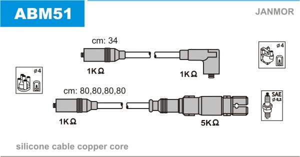 Комплект проводів високої напруги, Janmor ABM51