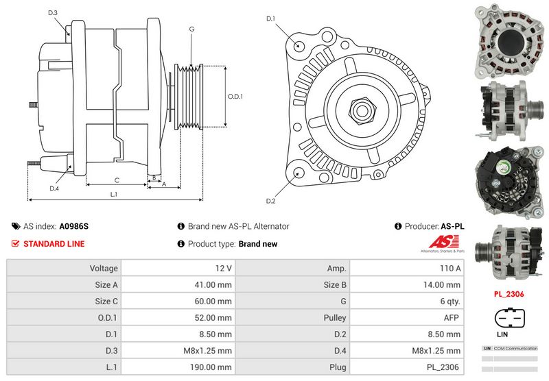 AS-PL A0986S Alternator