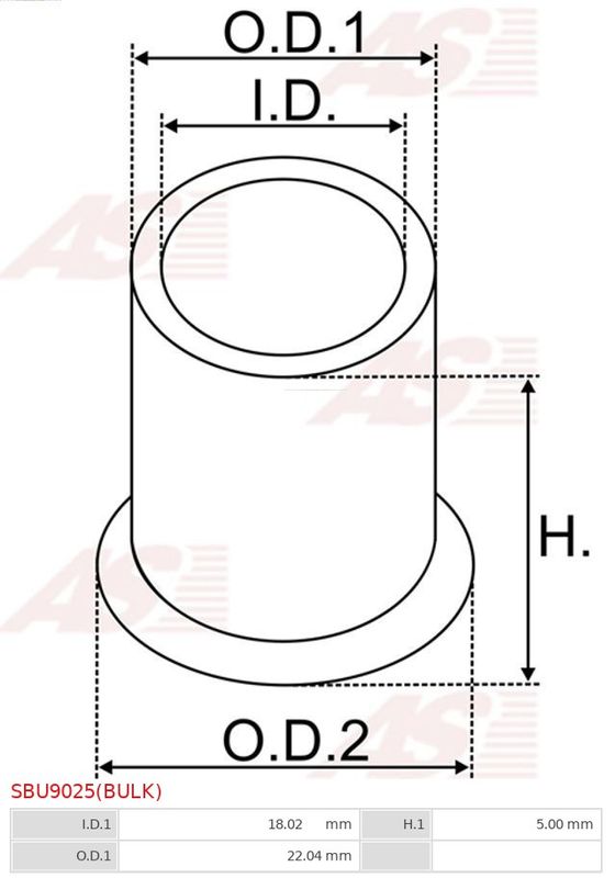 Втулка, вал стартера, Auto Starter SBU9025(BULK)