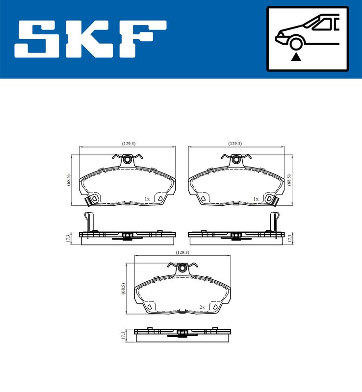 Комплект гальмівних накладок, дискове гальмо, Skf VKBP80479A