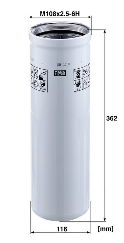Hydraulisch filter (geschroefd) past: CASE IH 400, 500  CLAAS 617 ATZ, 657  HITACHI LX120-3  JOHN DEERE 540G III, 548G III, 624H LL, 653E, 7200 R, 7215 R, 7230 R, 7260 R, 7280 R, 7405, 7410, 7610