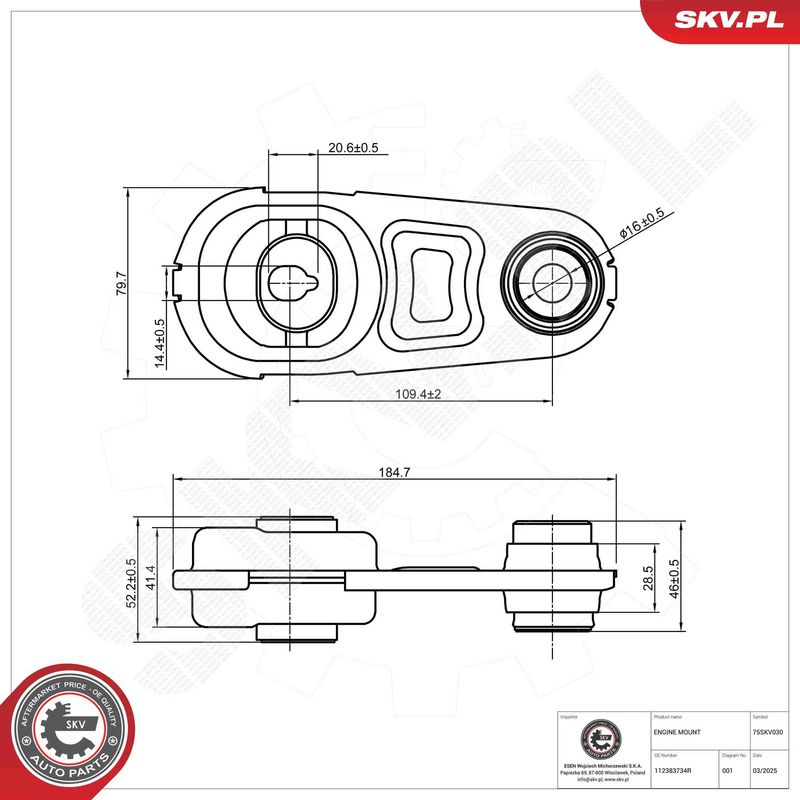 ESEN SKV 75SKV030 Mounting, engine