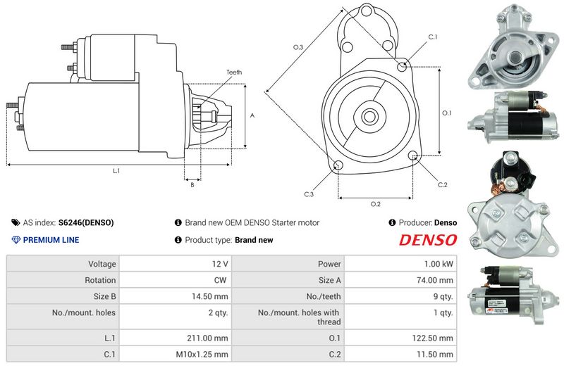 AS-PL S6246(DENSO) Starter
