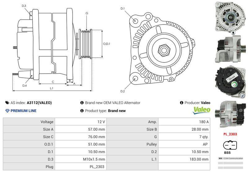 AS-PL A3112(VALEO) Alternator