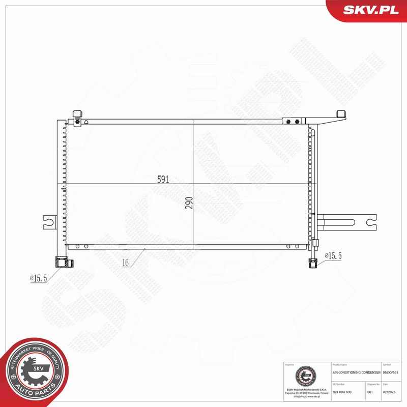 ESEN SKV 86SKV551 Condenser, air conditioning