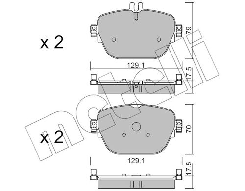 Комплект гальмівних накладок, дискове гальмо, Metelli 22-1138-0