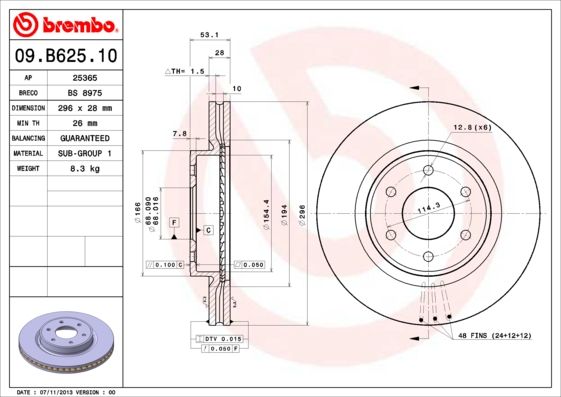 BREMBO Remschijf 09.B625.10