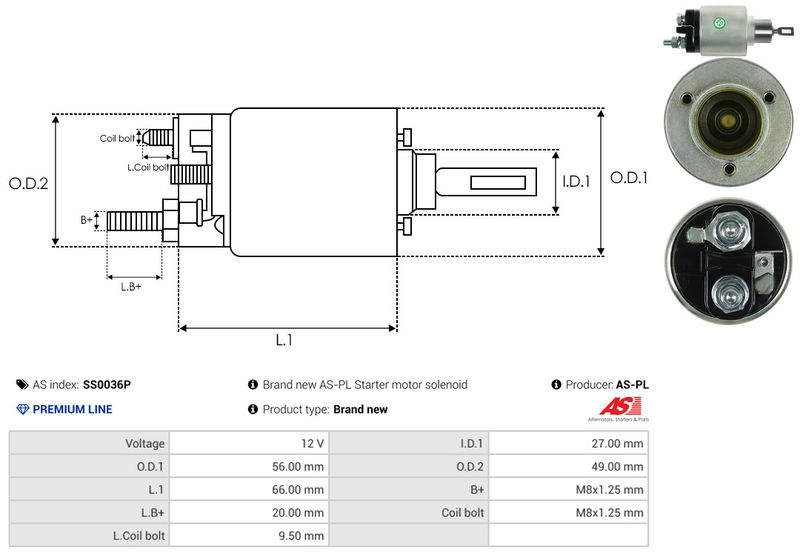 AS-PL SS0036P Solenoid Switch, starter