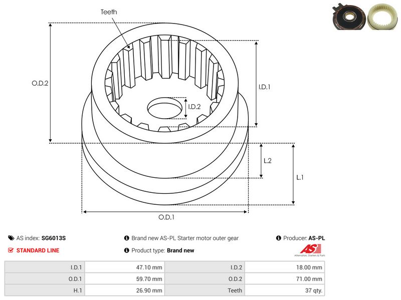 AS-PL SG6013S Repair Kit, starter
