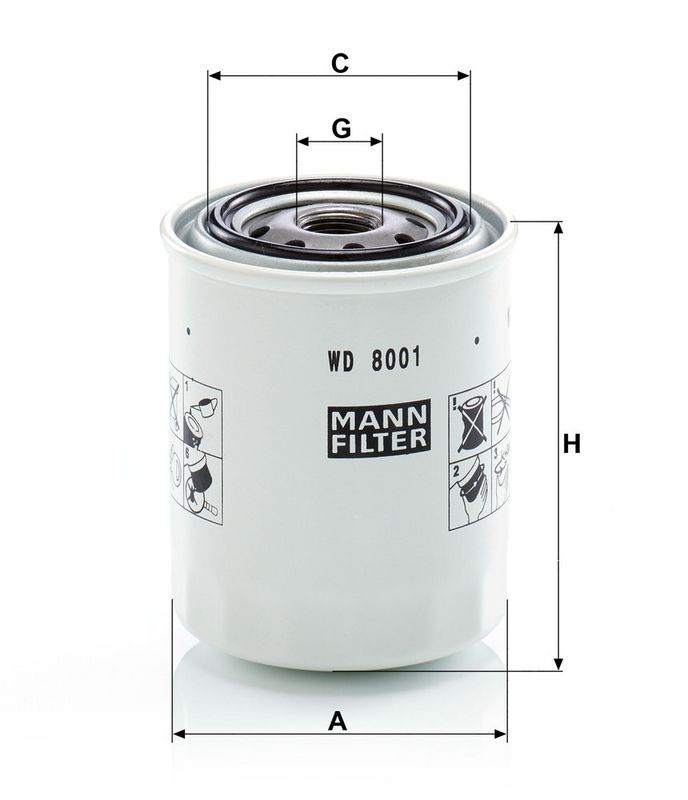 Filter, tööhüdraulika, MANN-FILTER WD 8001
