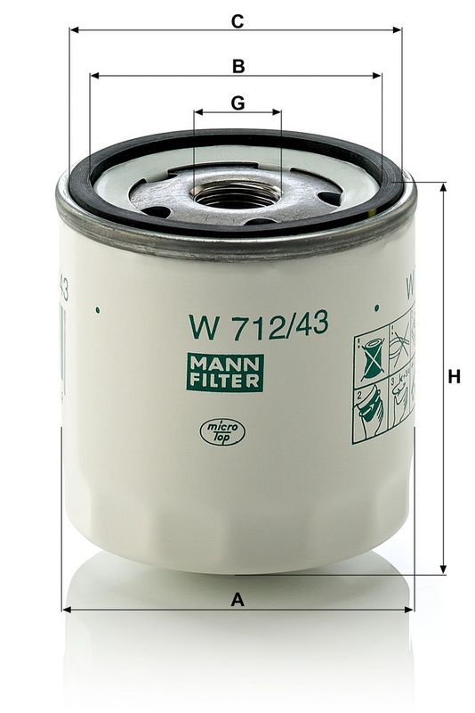 Õlifilter, MANN-FILTER W 712, 43