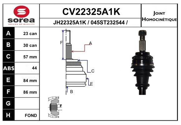 EAI csuklókészlet, hajtótengely CV22325A1K