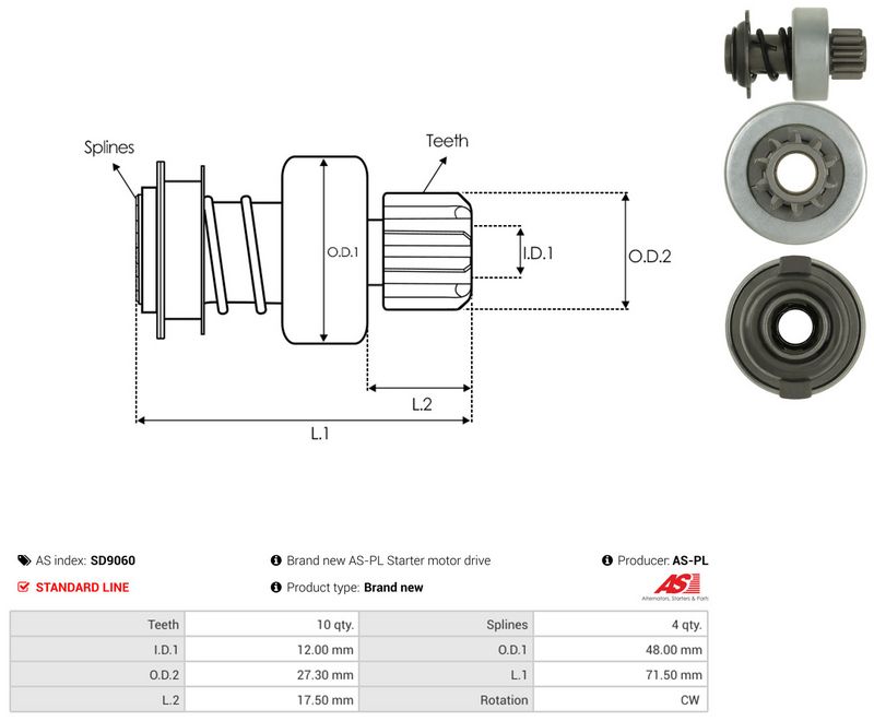 AS-PL SD9060 Freewheel Gear, starter