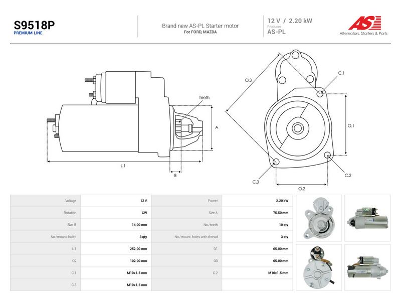 This part match OEM code: 91AB-11000-HA