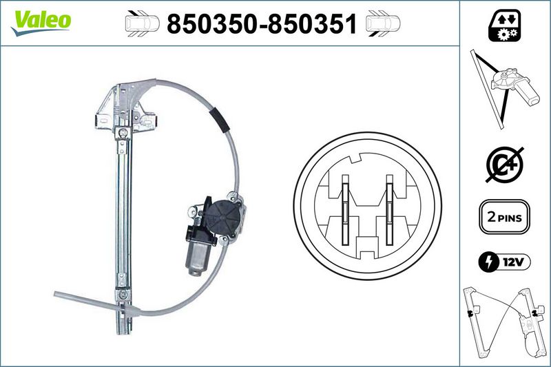 VALEO 850350 - Lango pakėlimo mechanizmas