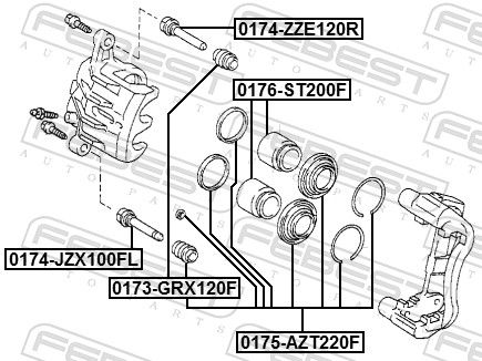 Ремонтний комплект, гальмівний супорт, Febest 0175-AZT220F