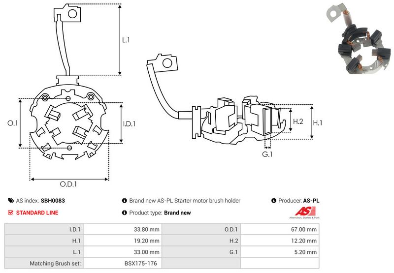 AS-PL SBH0083 Holder, carbon brushes