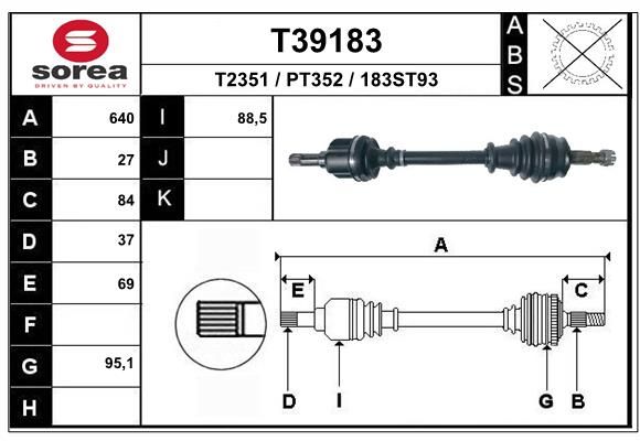 EAI hajtótengely T39183