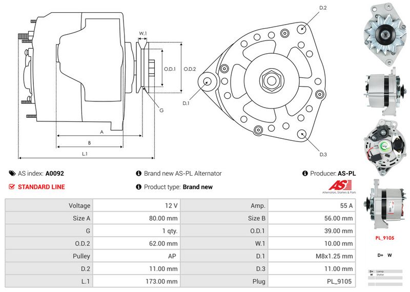 AS-PL A0092 Alternator