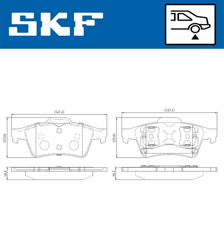 Комплект гальмівних накладок, дискове гальмо, Skf VKBP90178