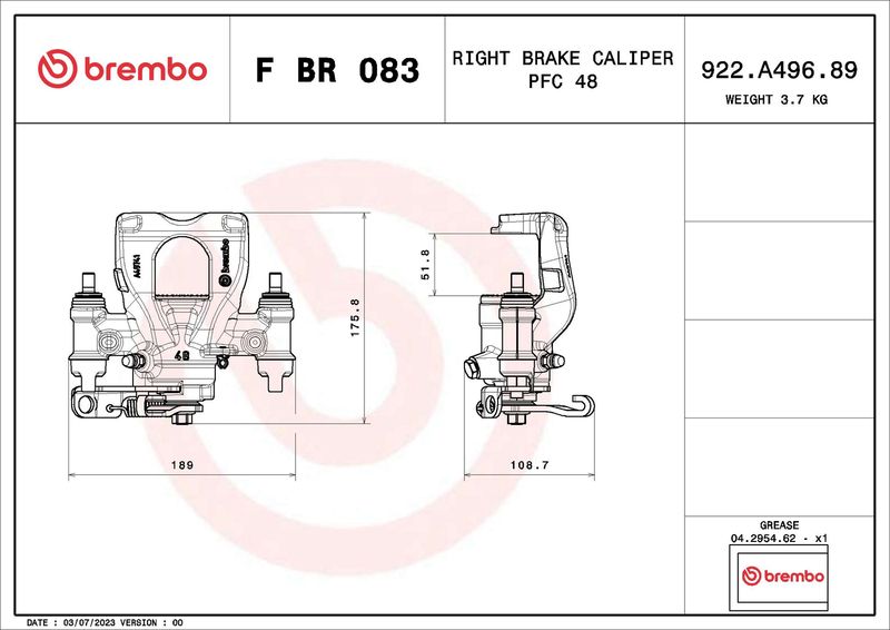 Гальмівний супорт, Brembo FBR083