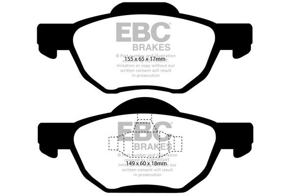 Комплект гальмівних накладок, дискове гальмо, Ebc Brakes DP1525