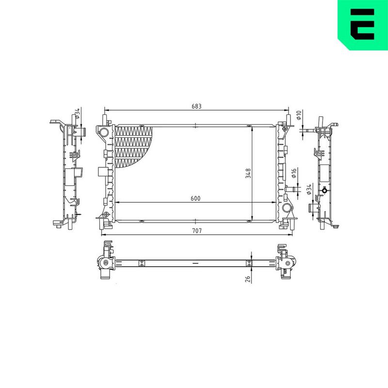 ERA 673662 Aušinimo radiatorius