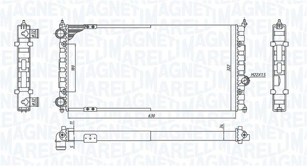 Радіатор, система охолодження двигуна, Magneti Marelli 350213187800