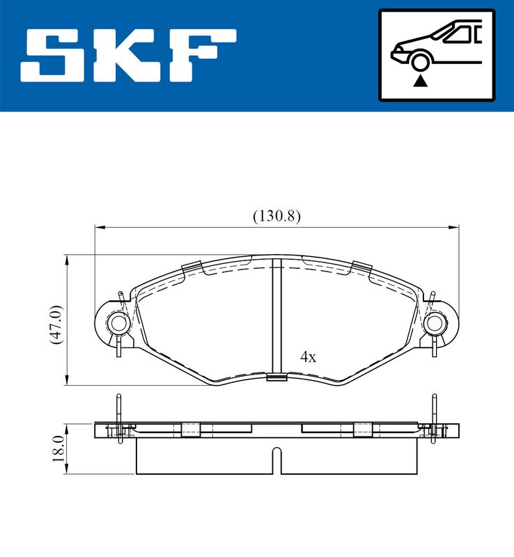 Комплект гальмівних накладок, дискове гальмо, Skf VKBP80470