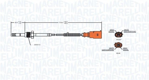 Датчик, температура відпрацьованих газів, Magneti Marelli 172000057010