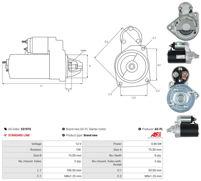 Starter, AS-PL S3107S