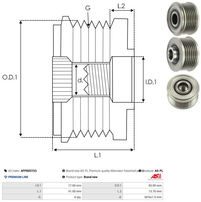 AS-PL AFP0057(V) Alternator Freewheel Clutch